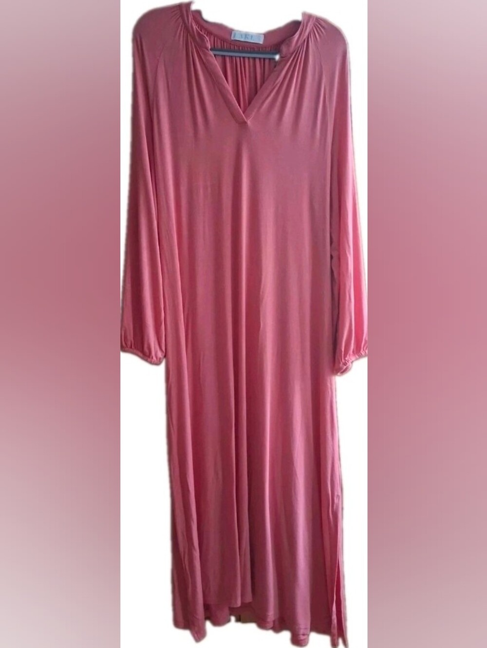 Lake Nightgown Womens Sz Lg Coral Pink Ankle Length Long Sleeve Soft&Comfortable